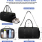 Women Duffle Weekender Travel Bag: Large Duffel Bags with Shoe Compartment Carry On Overnight Tote Bag with Wet Pocket Toiletry Bag Traveling Weekend Gym Yoga Hospital Bags for Labor & Delivery Black