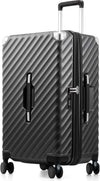 LUGGEX Trunk Luggage,KVT Expandable PC Hard Shell Medium Checked 24 Inch Suitcase with Shock - Absorbing Wheels & TSA Lock(EX-Pro,Charcoal Metallic,24 inch,72L - 80L)