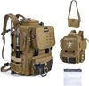 Goture Fishing Backpack, 900D Water-Resistant Tackle Backpack with Rod Holders, 58L Large Storage Gear Fishing Tackle Bag with Detachable Crossbody Bag,8 Lure Pockets,Bottle Holder for Camping Hiking