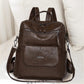 PU Leather Backpack Purse for Women Fashion Multipurpose Design Handbag Ladies Shoulder Bags Travel Backpack Coffee