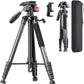 74"-Camera-Tripod, Porfessional Aluminum Heavy Duty Tripod Stand for Mirrorless Camera/DSLR/Cell Phone/Camcorder, with Holder and Travel Bag