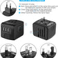Universal International Travel Power Adapter W/High Speed 2.4A USB, 3.0A Type-C Wall Charger, European Adapter, Worldwide AC Outlet Plugs Adapters for Europe, UK, US, AU, Asia-Black