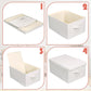 Large 17''x12'' Quart Collapsible Stackable Storage Bins with Lids, 6 Packs Off White Fabric Closet Boxes with Lids, Storage Cube Baskets Container Organizers for Bedroom Office(17''x12.2x''8'')