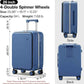 mixi Large Checked Luggage with Cup Phone Holder and Charger Hard Shell Suitcases with Spinner Wheels, 26 Inch Sapphire Blue