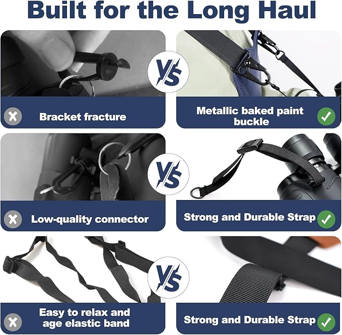 Binocular Harness Strap, New Double-Sided Leather X-shaped Design Adjustable for Hunting, Hiking & Birding, Binocular Harness Fits for Carrying, Cameras, Rangefinders and More