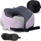 Pure Memory Foam Travel Pillows for Airplanes – Ergonomic Design with Adjustable Fit, Machine Washable, 3D Eye Mask & Compact Plane Pillow for Traveling – Grey & Pink