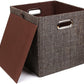 Storage Bins Cube Containers Boxes,Thick and Heavy Duty Fabric Drawers, 11×11 inch- Set of 4,Brown