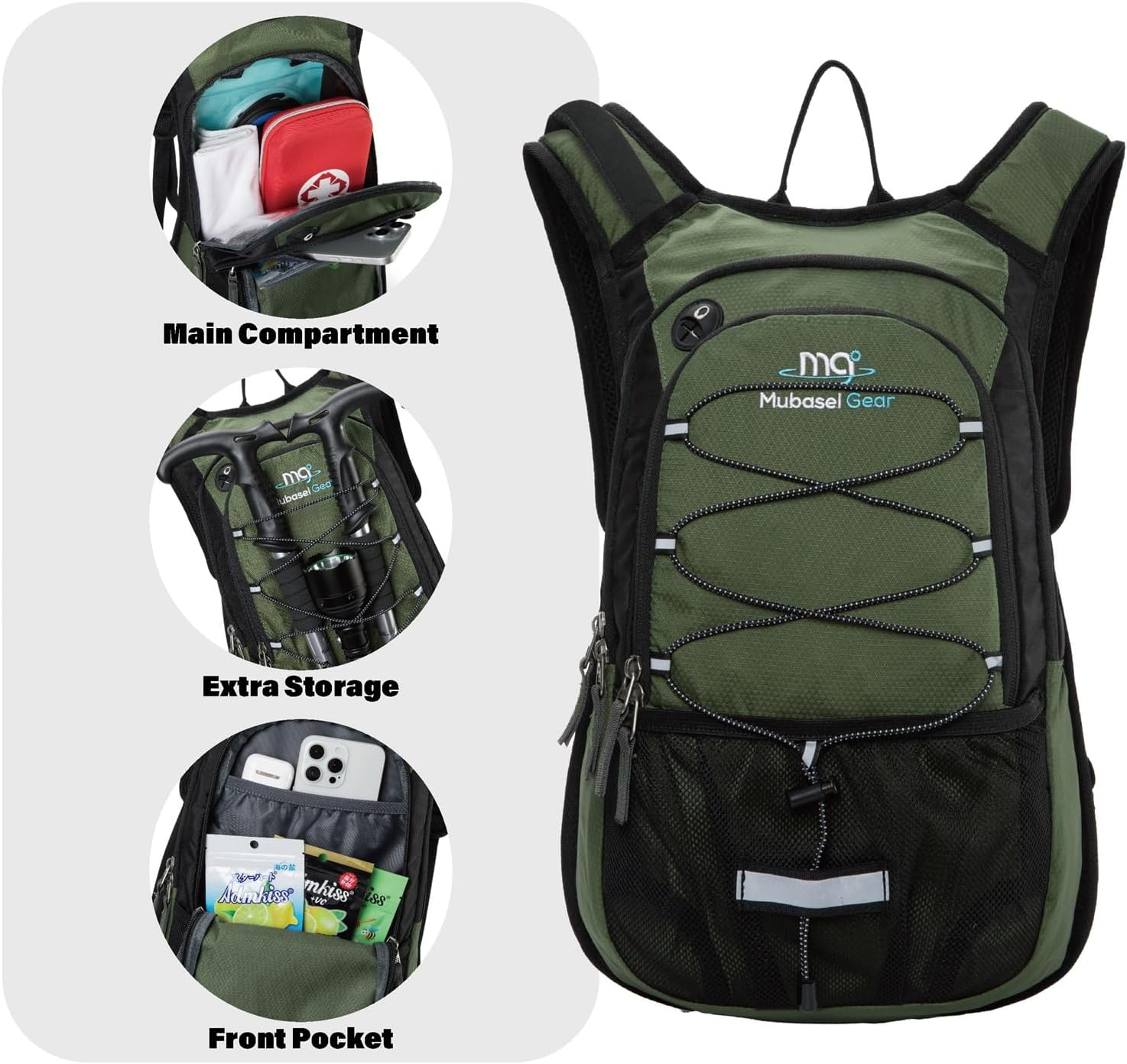 15L Insulated Hydration Backpack Pack with 2L Water Bladder Lightweight Hiking Backpack Bag for Women Men Daypack for Hiking Running Festival Camping Biking - Roamly