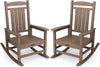 SERWALL Outdoor Rocking Chair Set of 2, HDPE Patio Rocking Chair All-Weather Porch Rocker for Balcony, Yard, Brown