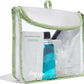 (re)zip Zippered TSA-Compliant Travel Quart Bag | Zippered, Reusable, Storage Bag for Toiletries, Makeup, Suitcase Organization | BPA-Free, Food Grade, Machine Washable (Clear, Sage Piping)