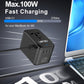 Universal Travel Adapter, 120W GaN International Power Plug Adapter, 5 USB Ports and 1 AC Outlet, All-in-One Travel Charger for 200+Countries, Fast Charging All USB & Dual Voltage Devices