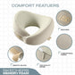 Skechers Men's Memory Foam Neck Pillow, Comfortable & Breathable Travel Pillow, Neck Pillow Airplane for Travel, Car Rides, Home, and Office Use, Ergonomic Design for Men and Women,Beige