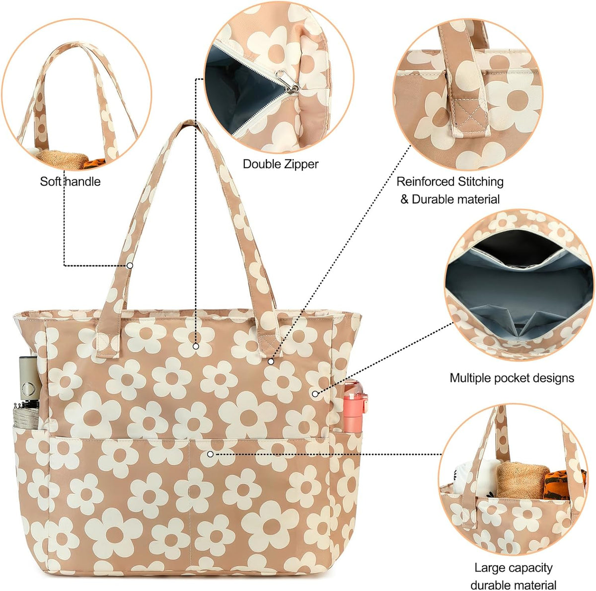 Waterproof Beach Tote Pool Bags for Women Ladies Extra Large Gym Tote Carry On Bag With Wet Compartment for Weekender Travel