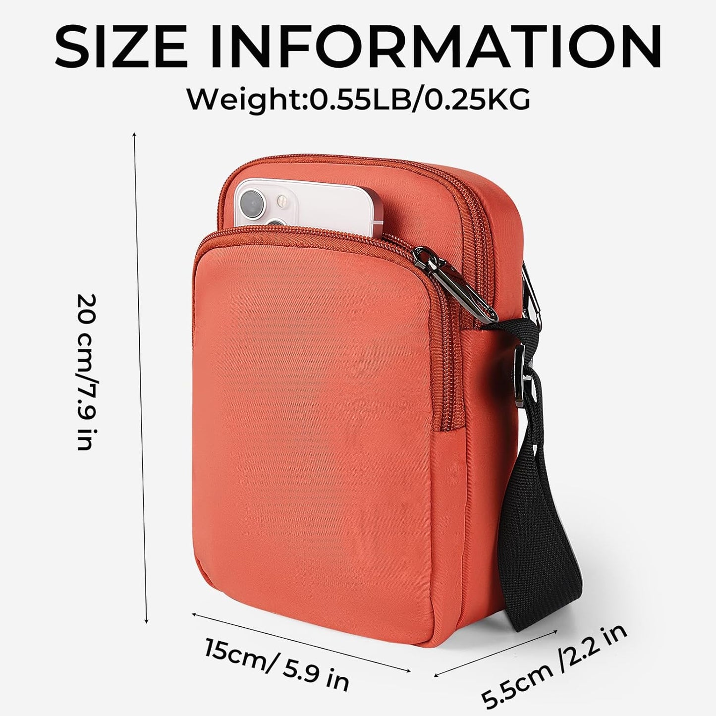 BROADREAM Small Crossbody Bag Men Women, Anti-Theft Crossbody Sling bags - Mini Shoulder Travel Bag for Hiking Sports - Roamly