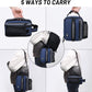 MIER Expandable Lunch Bag Insulated Lunch Box for Men to Work Travel Portable Lunchbox Bags with Shoulder Strap and Water Bottle Holder(Navy/Grey)