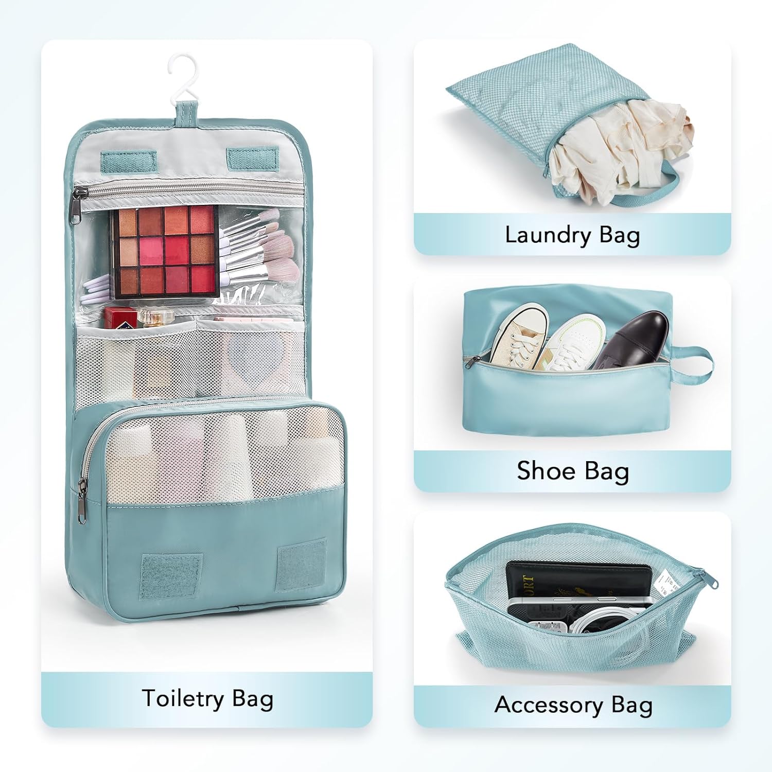 10 Set Compression Packing Cubes for Travel Essentials,Compressible Expandable Packing Cubes for Suitcase,OlarHike Luggage Organizer Bags for Travel,Handy Helper for Organizing Clothes(Blue Gray) - Roamly