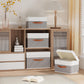 Fabric Storage Bins with Lids, 3 Pack Linen Foldable Cloth Baskets, 15 x 9.8 x 9.8 Inch Closet Organizer Containers with Double Handles, Sweater Boxes for Bedroom, White and Grey