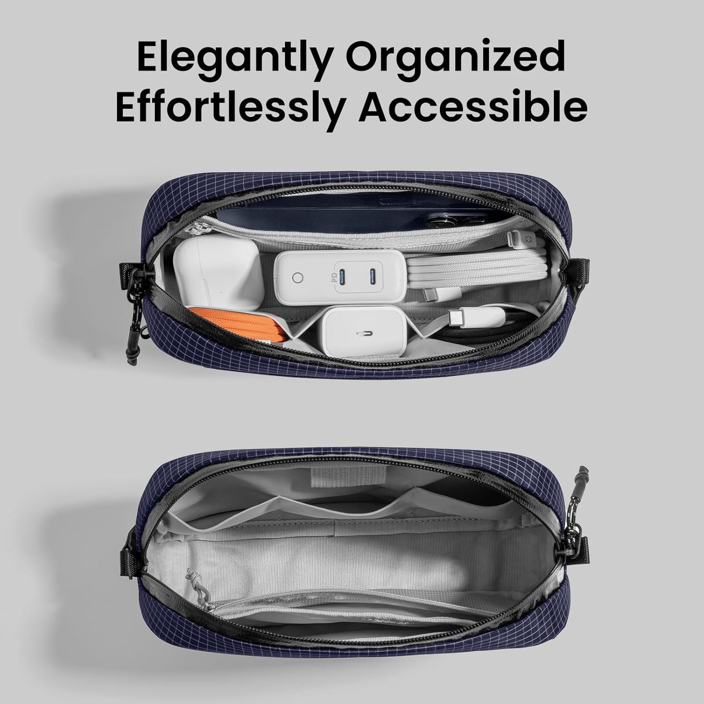 tomtoc Electronics Organizer Travel Case Performance, Water Resistant Bag Cable Tech Pouch Accessories, Carry Storage for Cord, Phone, Cables, Airpods, USB Flash Drive, Daily Items - Roamly