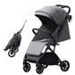 Compact Travel Stroller for Toddlers, Lightweight & Airplane Ready Stroller for Baby/Infant w Telescoping Handle and Cup Holder, One-Hand Quick Fold, Near Flat Recline Seat, TR18, Grey