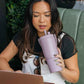 BrüMate Resa 25oz 100% Leakproof Travel Tumbler w/Handle & Straw | Flexible SoftSip Straw | Silicone Sleeve for Durability | Stainless Steel | Cup Holder & Travel Friendly Water Bottle (Java)