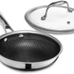 HexClad Hybrid Nonstick 7-Inch Frying Pan with Tempered Glass Lid, Stay-Cool Handle, Dishwasher-Friendly, Oven-Safe Up to 900°F, Induction Ready, Compatible with All Cooktops