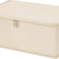 ANMINY Storage Bins with Zipper Lids 13 Qt Lidded Fabric Storage Boxes Baskets Cubes with Handles Collapsible Washable Cotton Linen Closet Shelf Clothes Organizer Containers - Beige, Small