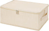ANMINY Storage Bins with Zipper Lids 13 Qt Lidded Fabric Storage Boxes Baskets Cubes with Handles Collapsible Washable Cotton Linen Closet Shelf Clothes Organizer Containers - Beige, Small