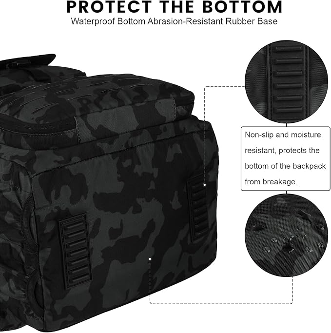 Hp hope Fishing Backpack with Rod Holders & Cooler, 40L Fishing Tackle Bag Fishing Tackle Storage Backpack Fishing Gear for Camping, Black Camo