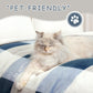 PU MEI Sherpa Fleece Throw Blanket 60" x 80" Reversible Plush Fluffy Large Big Blanket Lattice Flannel Blankets for Sofa Couch Bed (Grey-Soft Blue, 60"*80")