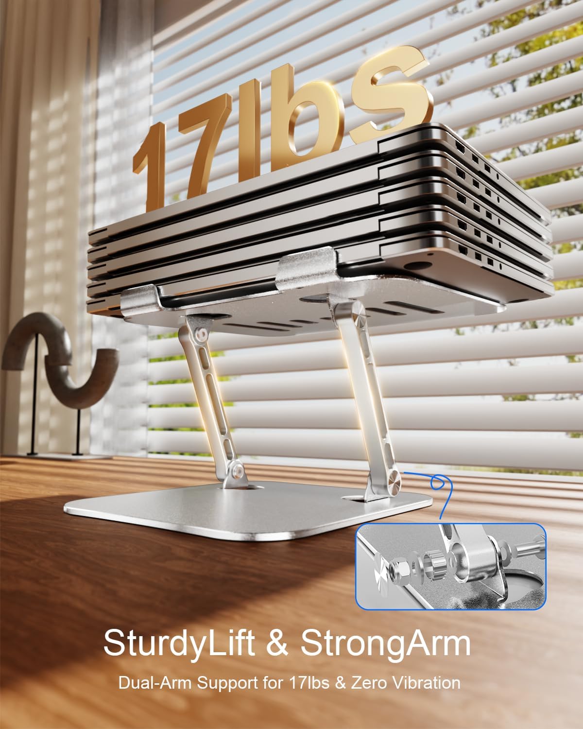 Laptop Stand for Desk Adjustable Computer Stand Foldable Laptop Riser Notebook Holder Adjustable Height for MacBook PC Computer Notebook Office Desk Accessories 10-17 Inch