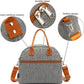 FlowFly Insulated Lunch Bag With Shoulder Strap for Women, Men, and Kids, Large and Reusable, Handle, Freezable Work and School Travel Tote and Meal Prep Organizer,Grey