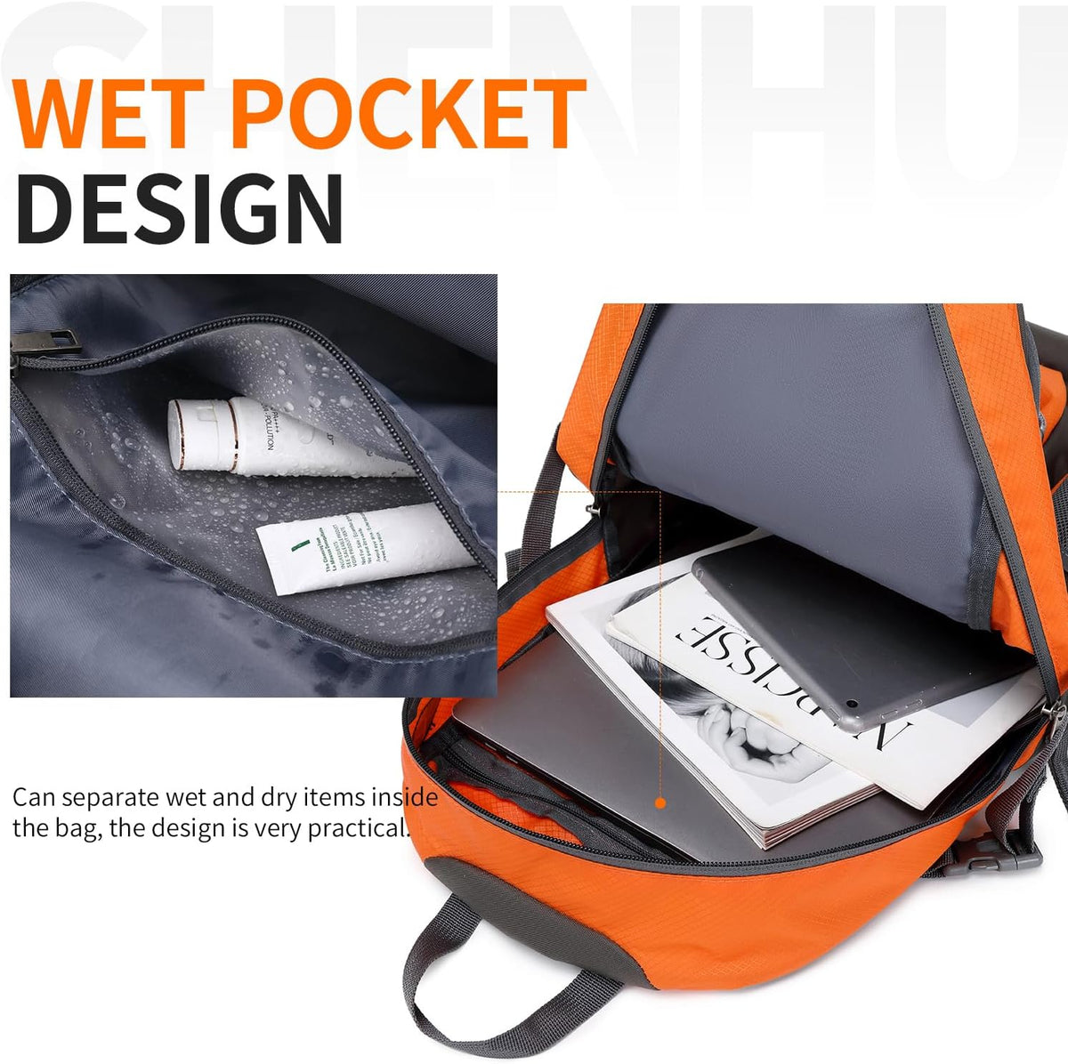 40L Hiking Backpack Lightweight Daypack Waterproof Travel Camping Backpack for Men Women Sport Packable - Roamly