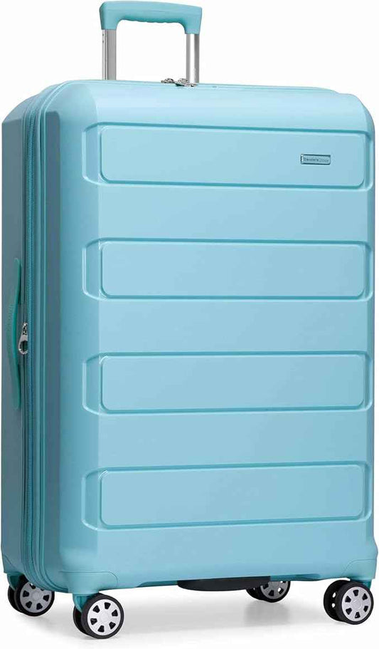 Traveler's Choice Pagosa Hardshell Expandable Luggage with Spinner Wheels, Baby Blue, 30-Inch Large