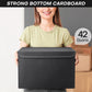 Large 17" 42 Quarts Collapsible Stackable Storage Bins with Lids [3-Pack] Foldable Fabric Linen Storage Boxes Cube, Closet Organizer Baskets with Label (16.7 x 12 x 12", Black)