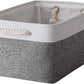 TheWarmHome Organization and Storage Basket for Organizing- 16x12x8 inch 1 Pack Fabric Storage Cubes, Collapsible Storage Bins for Shelves Organizer Gift Closet Cloth Toy (White & Grey)