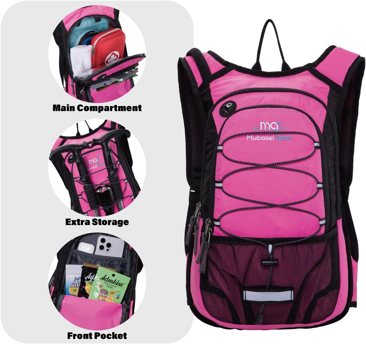 15L Insulated Hydration Backpack Pack with 2L Water Bladder Lightweight Hiking Backpack Bag for Women Men Daypack for Hiking Running Festival Camping Biking - Roamly