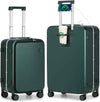 mixi 2-Piece Luggage Sets with Cup Phone Holder and Charger Hard Shell Suitcases with Spinner Wheels, 20+26 Inch Blackish Green
