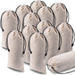 12 Pcs Shoe Dust Bags Beige Duster Flannel Single Shoe Pouch with Drawstring Closure Washable Breathable Shoe Covers for Travel Home Luggage Handbags, 8 x 17 Inches