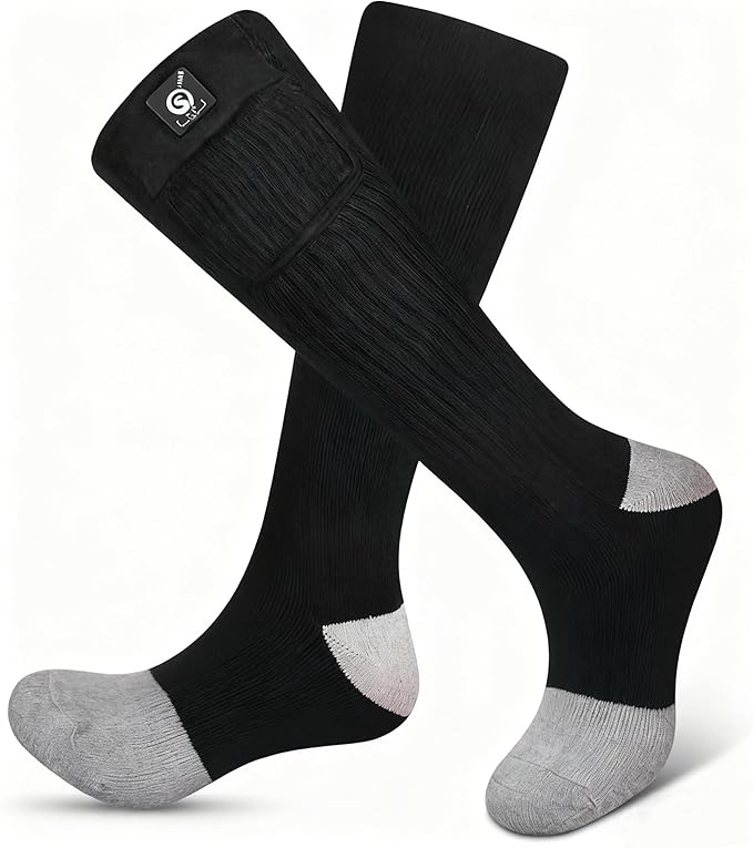 SNOW DEER Upgraded Rechargeable Electric Heated Socks,7.4V 2200mAh Battery Powered Cold Weather Heat Socks for Men Women,Outdoor Riding Camping Hiking Motorcycle Skiing Warm Winter Socks