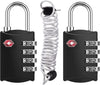 ZHEGE Travel Locks 2 Pack, TSA Locks for Luggage with Flexible Cable (30 Inch) for Gym, Suitcase, Backpack, Baggage, Easy Read Dial with Alloy Body (2 Pack, Black)