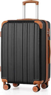 Coolife Luggage, Suitcase with Durable and Lightweight, Checked Luggage with ABS Hardshell, Dual Spinner Wheels, TSA Lock, and YKK Zipper (apricot black, M(24in))