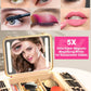 Kalolary Travel Makeup Train Cases with Lighted Mirror 3 Color Setting, Makeup Bag Cosmetic Case Organizer Adjustable Brightness Portable Makeup Storage Box with Detachable 5X Magnifying Mirror, Pink