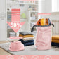 Travel Laundry Bag, Pump Free Vacuum Storage Bag Reusable Compression Dirty Clothes Travel Bag Waterproof Wet Dry Bags Large Capacity Space Saver Bags Camp Clothes Organizer (1 Pcs)(Pink, M)