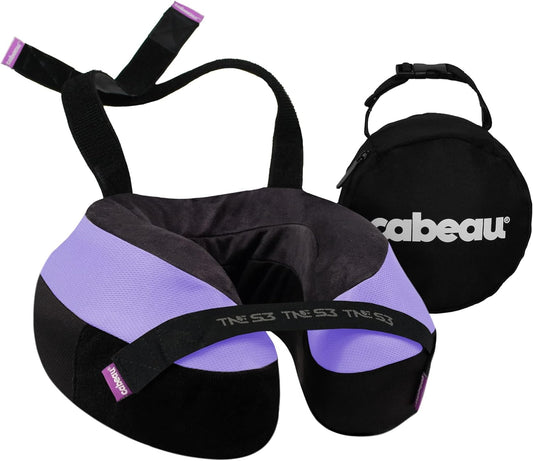 Cabeau Travel Neck Pillow for Airplanes – The Neck’s Evolution, TNE S3 – Supportive Memory Foam Design for Long Haul Flights – Attachable Seat Straps and 360° Support (Paris Lavender)