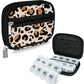 Serfeymi Weekly Travel Pill Organizer Pill Case for Purse with Removable 7 Day Pill Box, Fashionable Travel Medicine Organizer Pill Container for Medicine, Vitamin, Supplement - Brown 02 + Pill Box