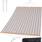 SUNCREAT Hammocks 14 FT Quick Dry Hammock Double Size with Spreader Bar, 2 Person Hammock for Outdoor Patio Yard Poolside, 450 lbs Capacity, Light Gray Stripes