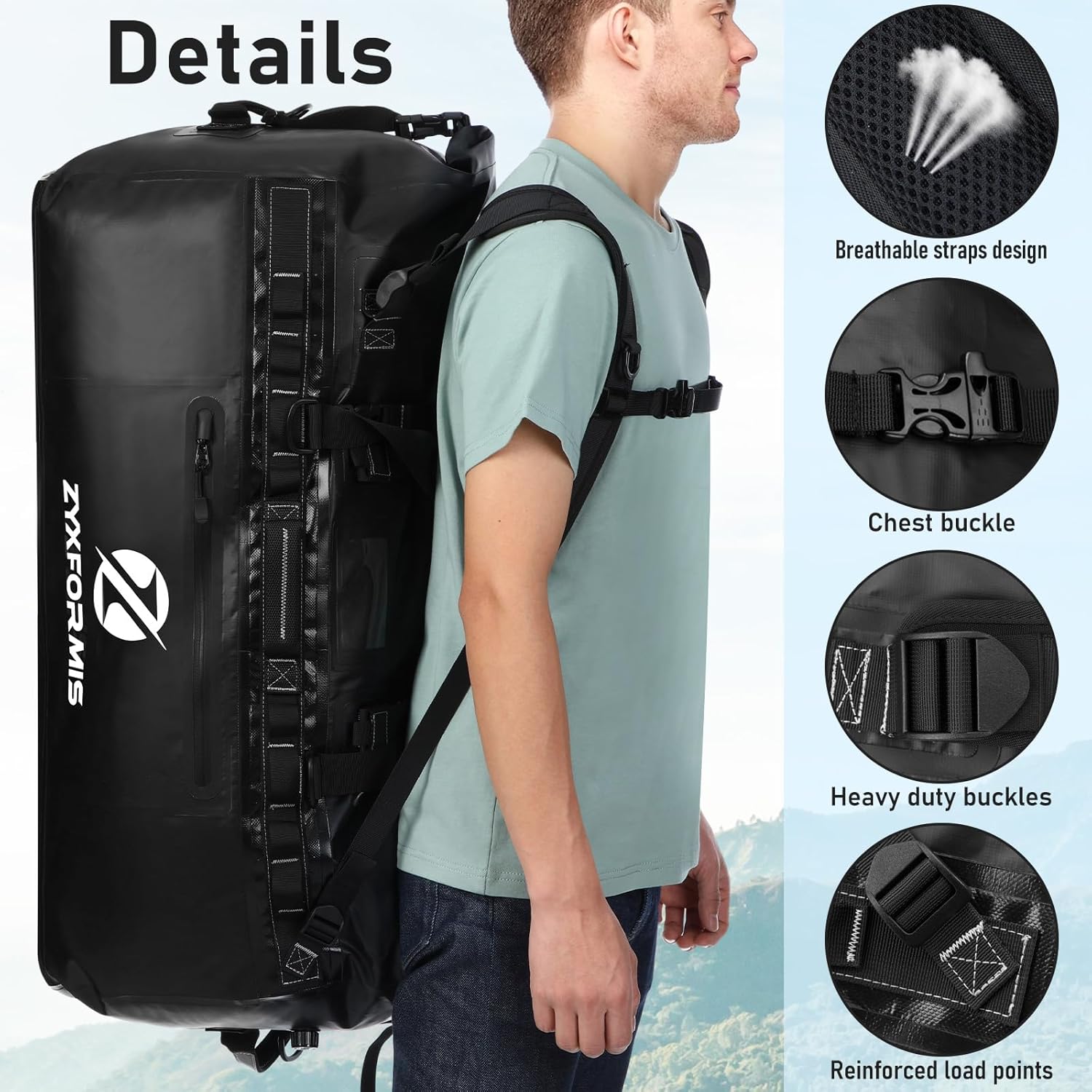 Waterproof Duffel Bag, Large Waterproof Duffel Backpack for Beach Vacation, Marine Dry Bags for Adventures, Heavy Duty Duffle Bag for Kayaking Boating Hiking Camping, 65L/110L/160L Sizes - Roamly