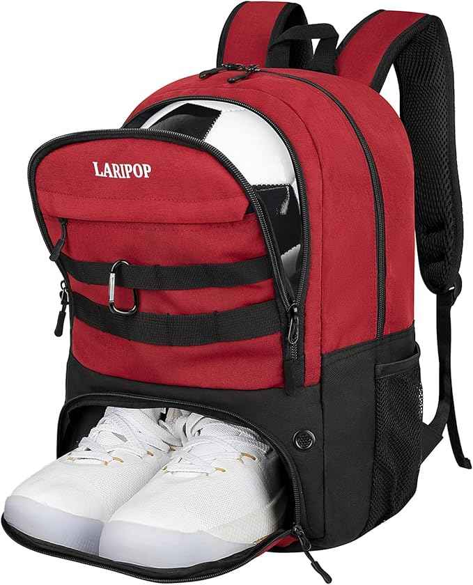 LARIPOP Soccer Backpack Soccer Bag with Ball Holder & Shoe Compartment Youth Sports Equipment Training Bag