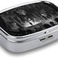 Metal 2 Compartment Pill Organizer Travel Friendly Portable Compact Pill Box Cute Pill Case,for Pocket Wallets Daily Portable Medicine Vitamin Tablet Storage (A Dark Stage)