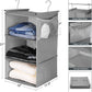 MAX Houser 3 Tier Shelf Hanging Closet Organizer, Space Saver,Closet Hanging Shelf with 2 Sturdy Hooks for Storage, Foldable (Grey)